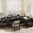 Black Solid Wood L-Shaped Desk with Drawers-1120158853