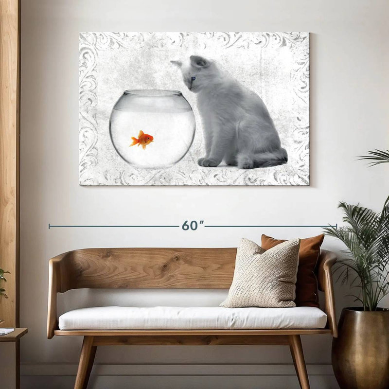 Goldfish And Cat, 32" H x 48" W