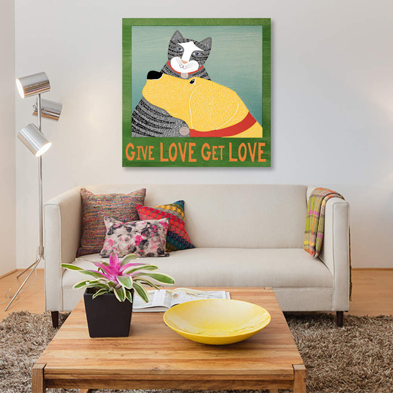 Get Love Give 1 Piece Wrapped Canvas Wall Art, 66.04 cm H x 66.04 cm W x 1.91 cm D