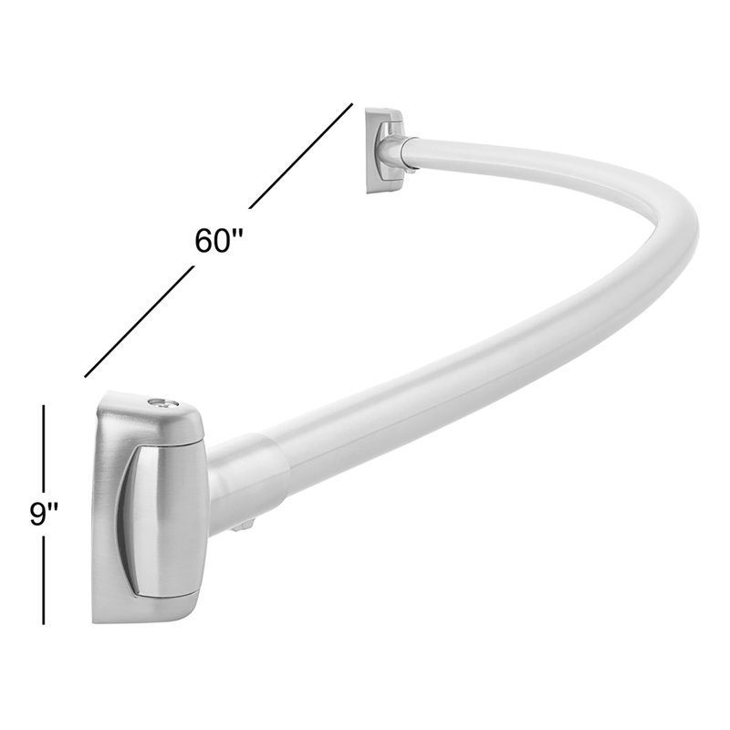 Tringle courbée 60 po pour rideau de douche, Nickel brossé