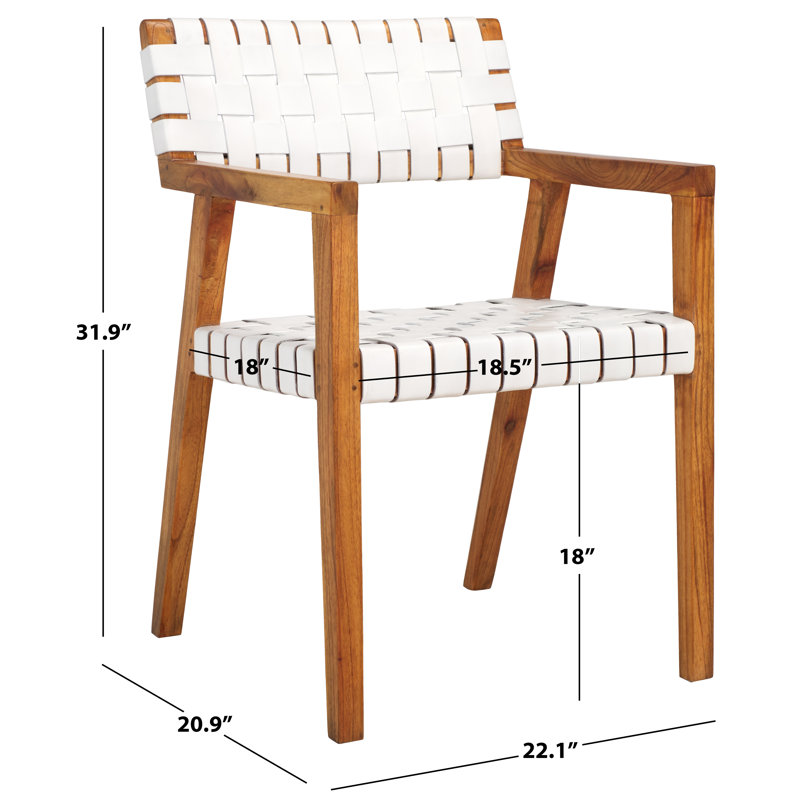 Chaise avec accoudoirs rembourrée Radbroke, Blanc / Naturel