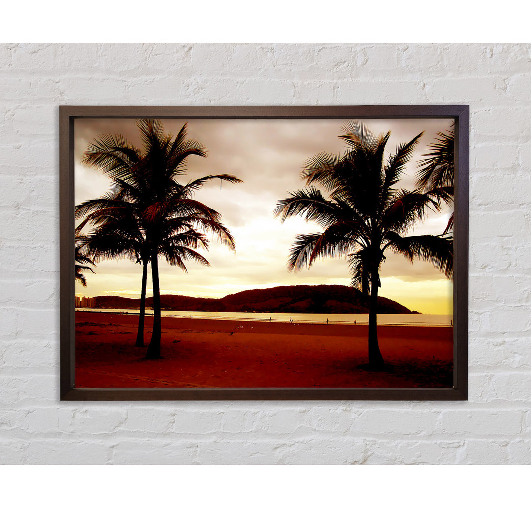 Beach Palmtree Bergblick - Drucken