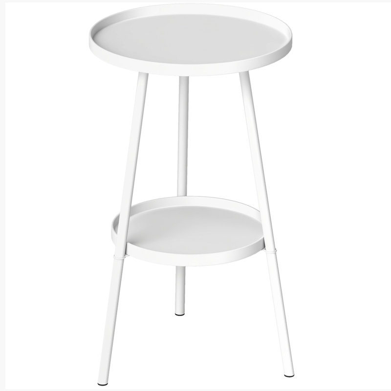 Round Metal Outdoor Side Table , 32cm cm W 32cm cm D, White