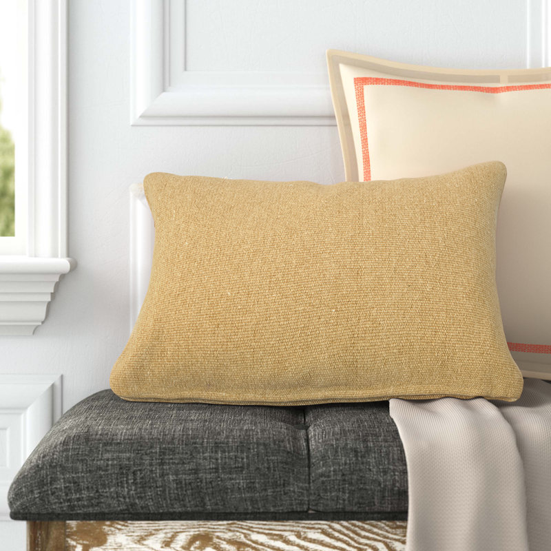Almerton Cotton Reversible Throw Pillow, Beige, Synthetic Down Alternative