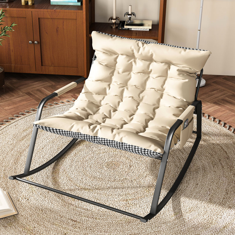 Chaise berçante ergonomique avec rangement, Blanc cassé