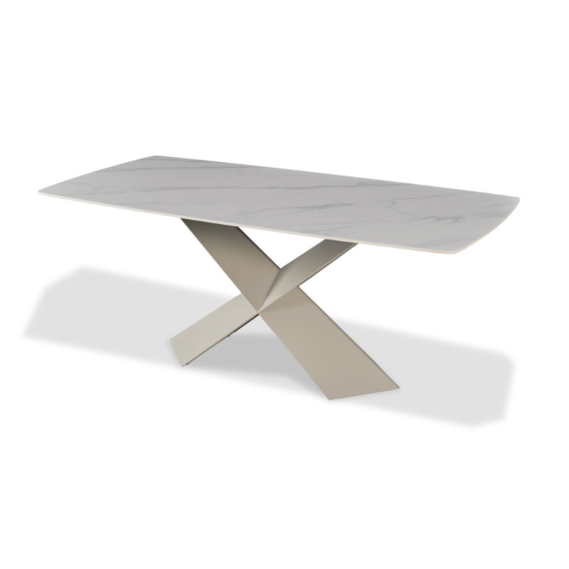 70.6" W Contemporary Dining Table, Brown/White, Brown