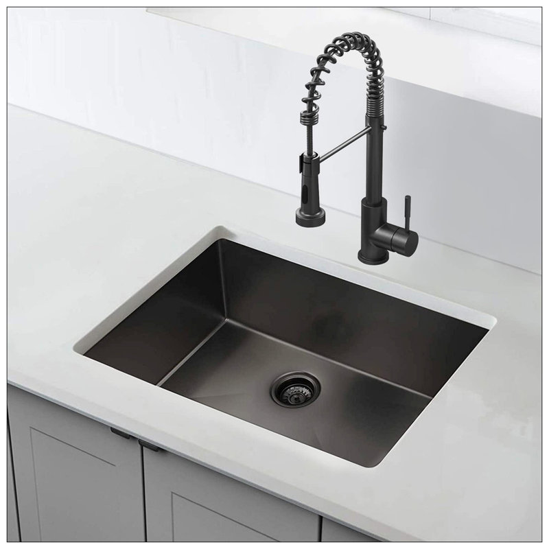 32X19 Inch  Undermount Kitchen Sink 16 Gauge Stainless Steel Single Bowl Kitchen Sink Gunmetal Black