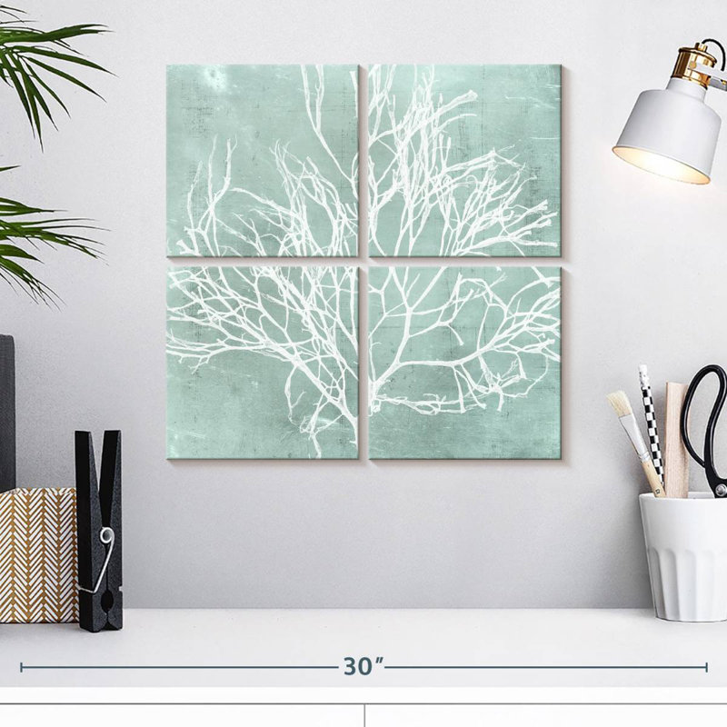 Algue Brampt sur turquoise II, H 18 po x l 18 po