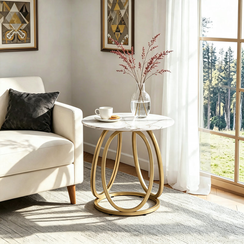 End Table, Calacatta Gold, Gold