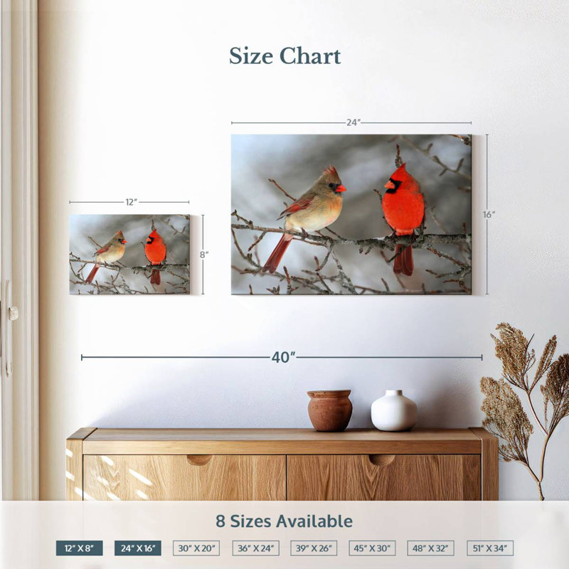 Cardinal Bird Couple, 16" H x 24" W