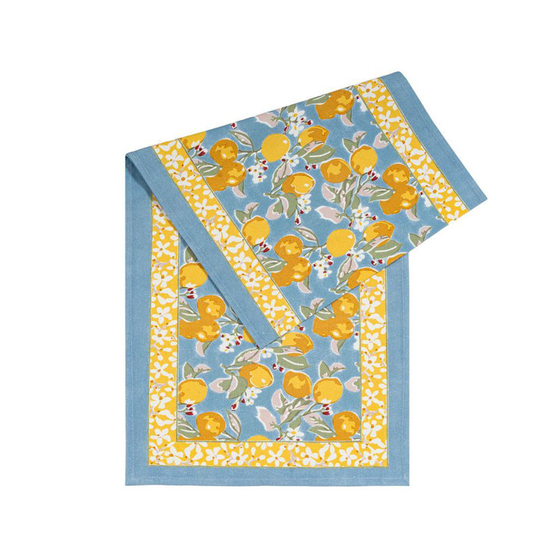 Aazad Tablecloth, 72" L x 16" W, Blue/Yellow