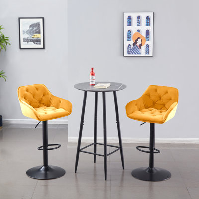Kafka Velvet Upholstered Adjustable Swivel Bar Stools