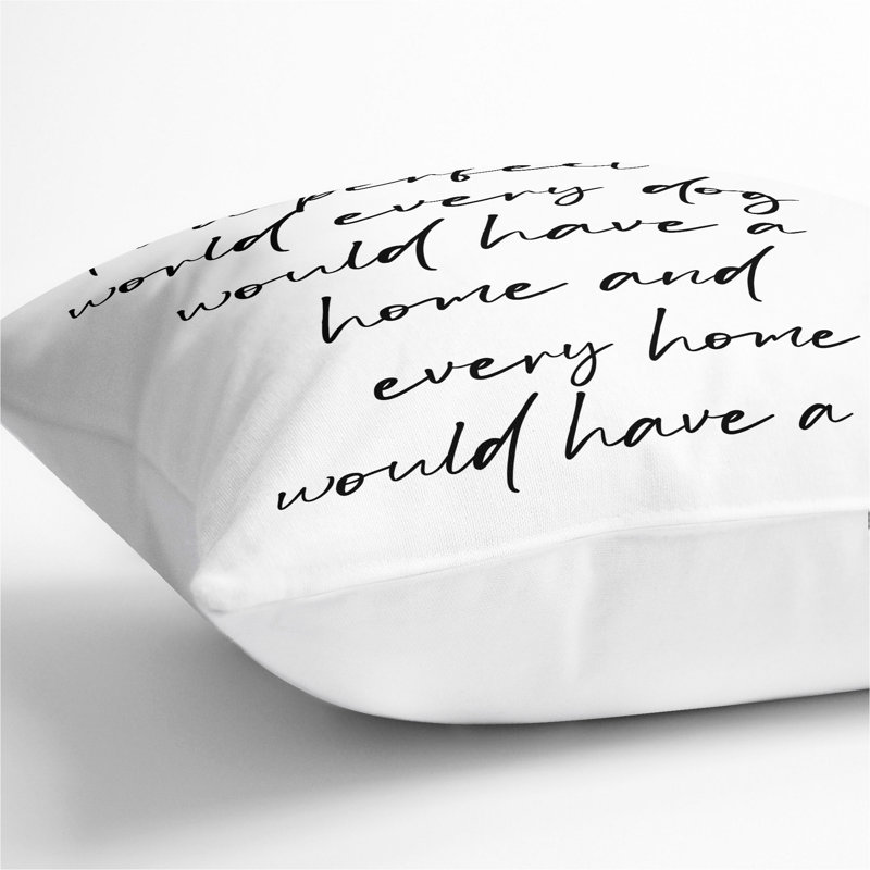 Dog Typography Square Throw Cushion, 40cm H x 40cm W x 15cm D, White