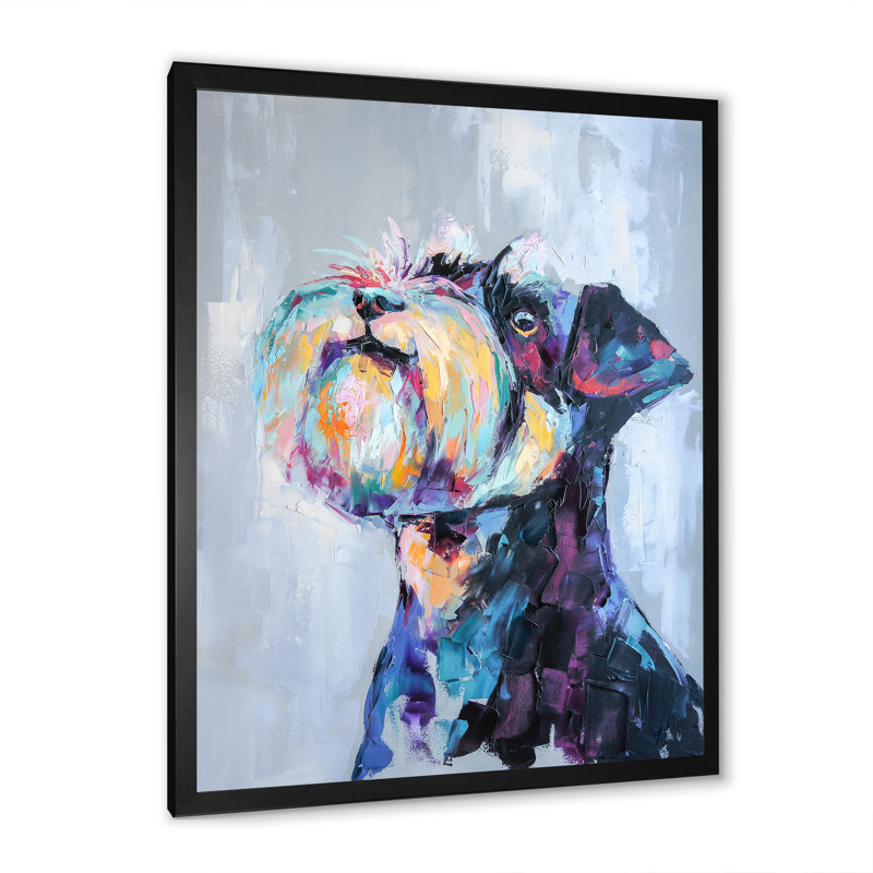 «Pastel Paint Fox Terrier Portrait», reproduction d'art sur toile traditionnelle, Cadre photo noir