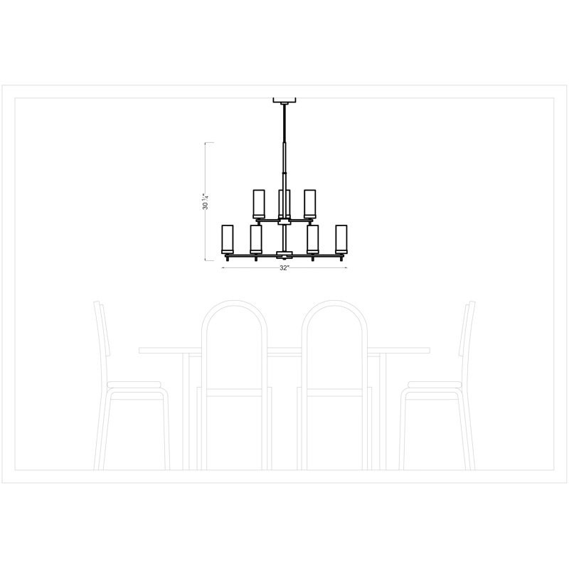 Linley Nine Light Chandelier from, Brushed Oil Rubbed Bronze, No
