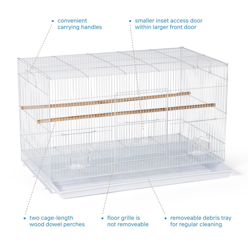 White Metal Flight Bird Cage with Wooden Perches