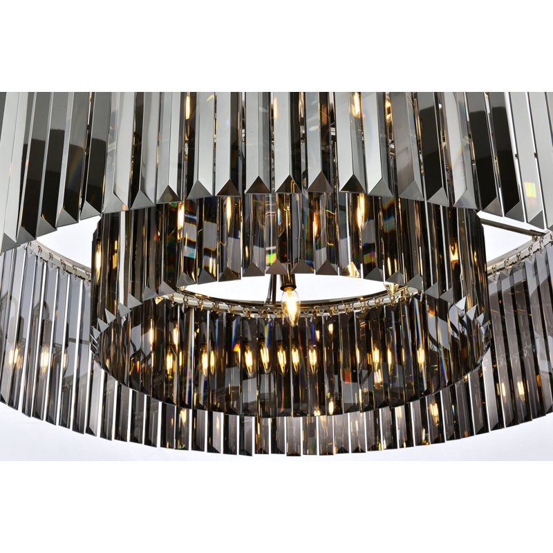 Yazmin Crystal Flush Mount, Gray, Polished Nickel