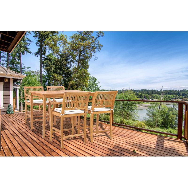 Outdoor 5 - Piece Teak Bistro Set with Cushions