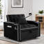 Fauteuil-lit ajustable, en velours noir, s'adaptant aux petits espaces et aux besoins variés du fauteuil convertible, pour une détente confortable
