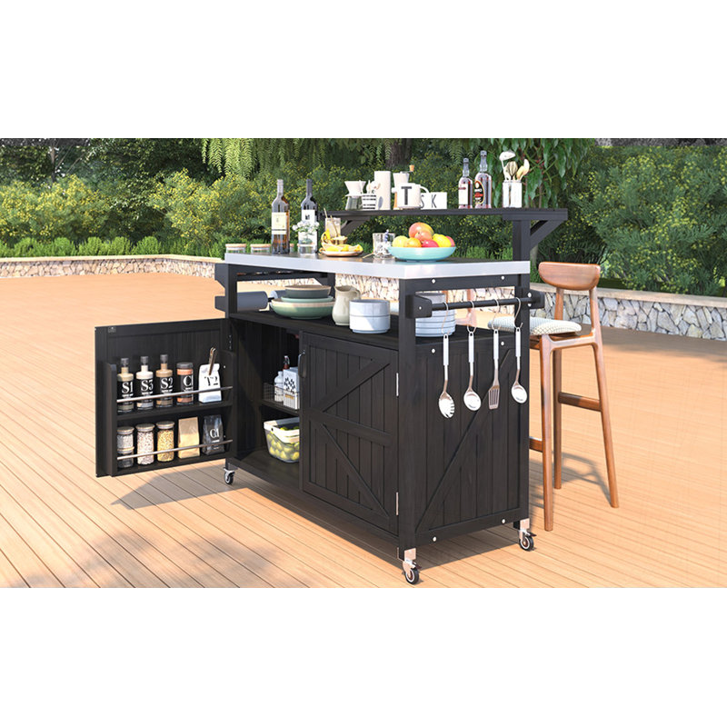 53.3" Outdoor Kitchen Island with Raised Shelf