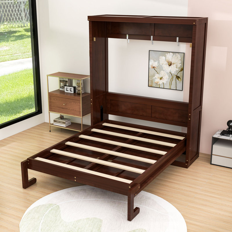 Lit escamotable avec armoire peu encombrante, Lit double, Espresso