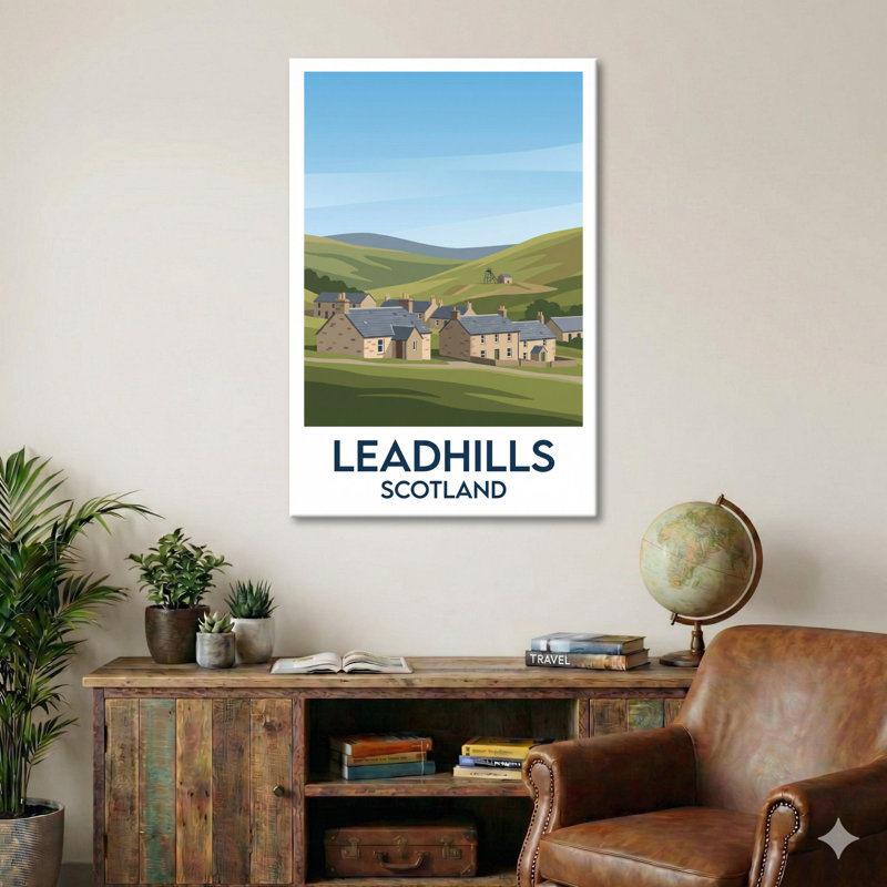 Leadhills, Scotland - Romantic Mining Village Travel Poster, Scottish Borders Print. Giclee Print On Wrapped Canvas. Wall Art, Home Decor - Cities & Towns, Scotland - Wrapped Canvas Print
