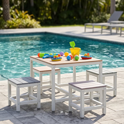 Ensemble de table et de chaises pour enfants 5 pièces en bois de peuplier massif