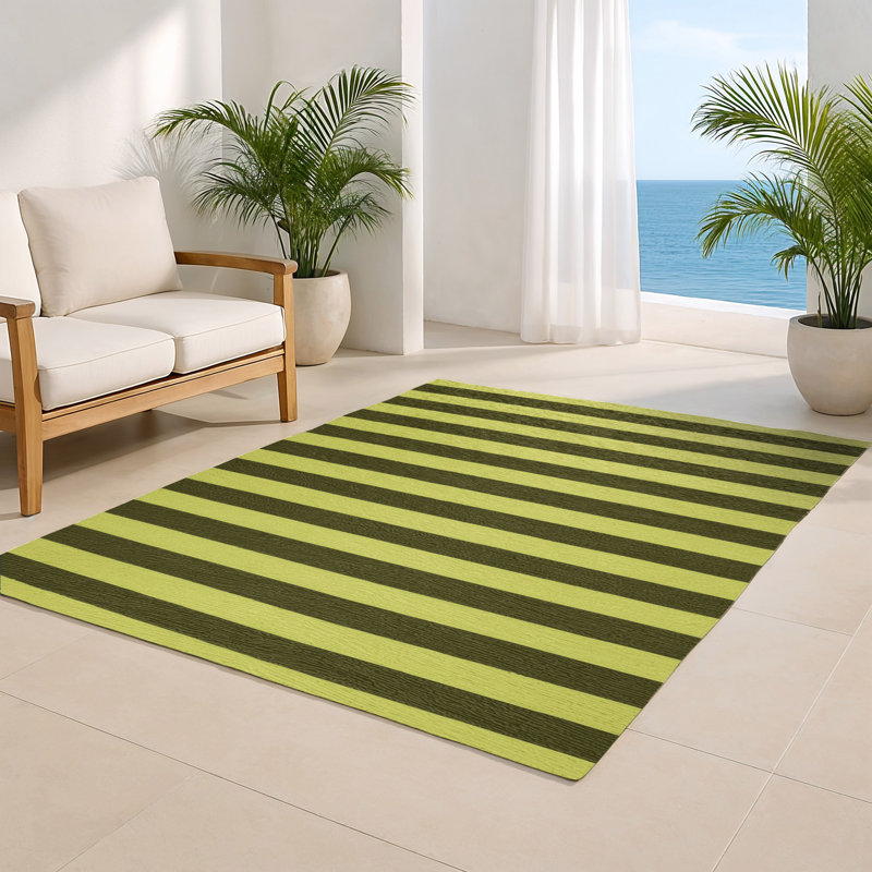 HorizontalStripes Brown Indoor and Outdoor Area Rug, Rectangle 2' x 3'