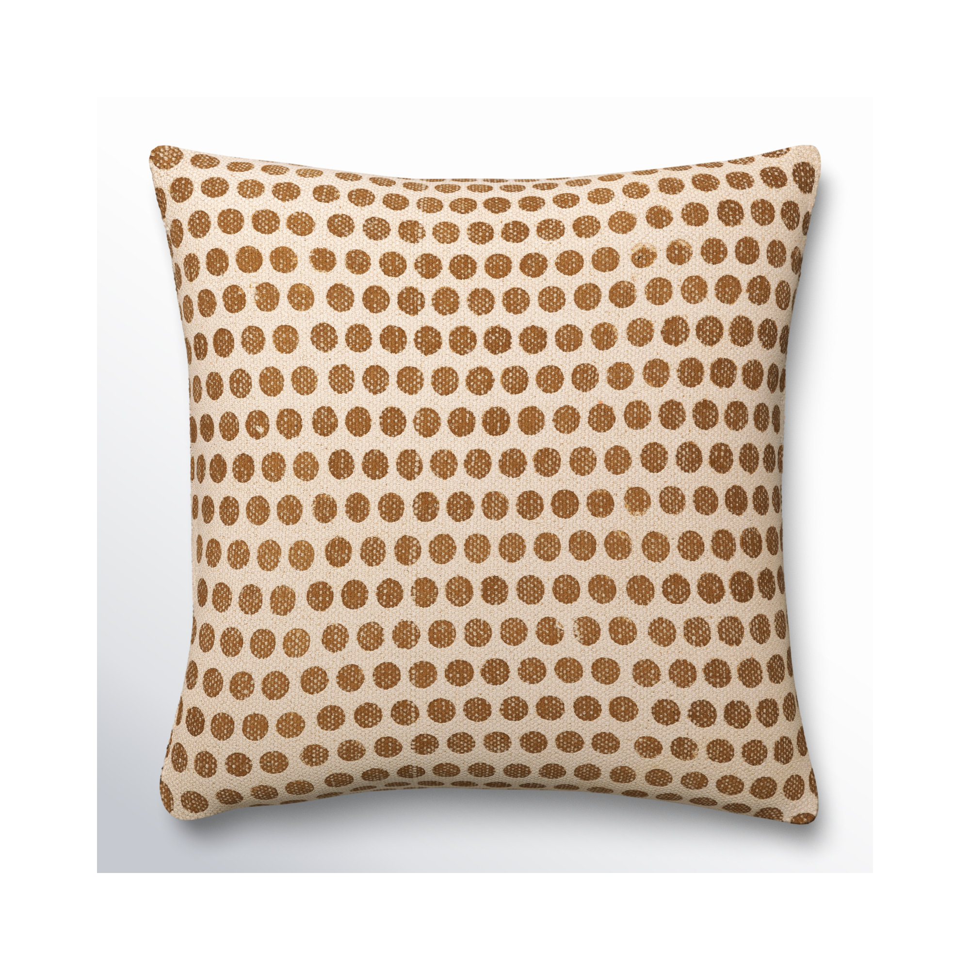 Zetta Polka Dots Cotton Throw Pillow, Down, Light Beige/Tan, 18" x 18"