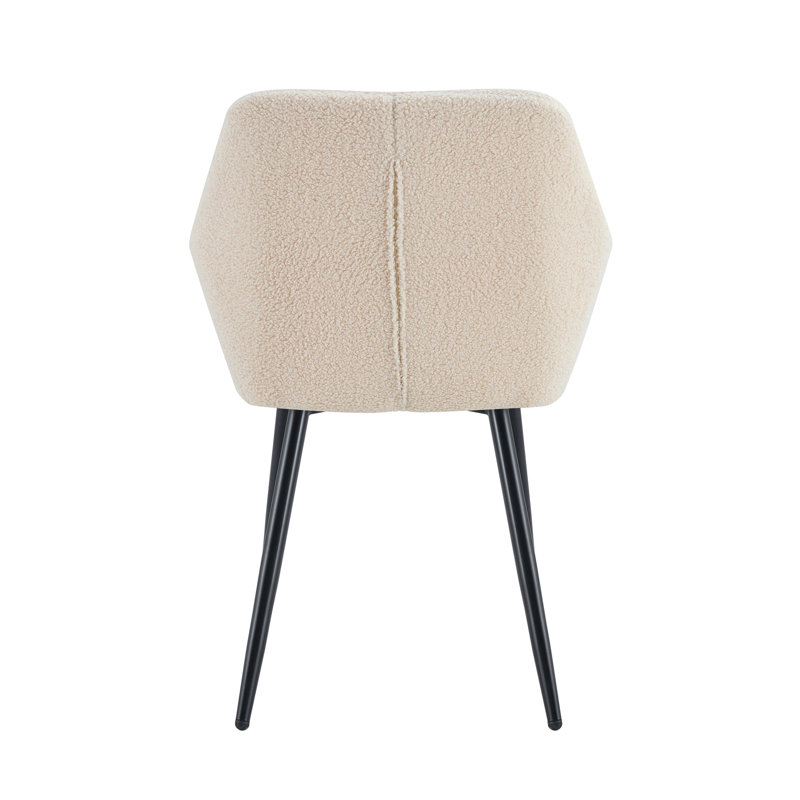 Set Of 2 Accent Arm Chair With Metal Legs, Beige Teddy