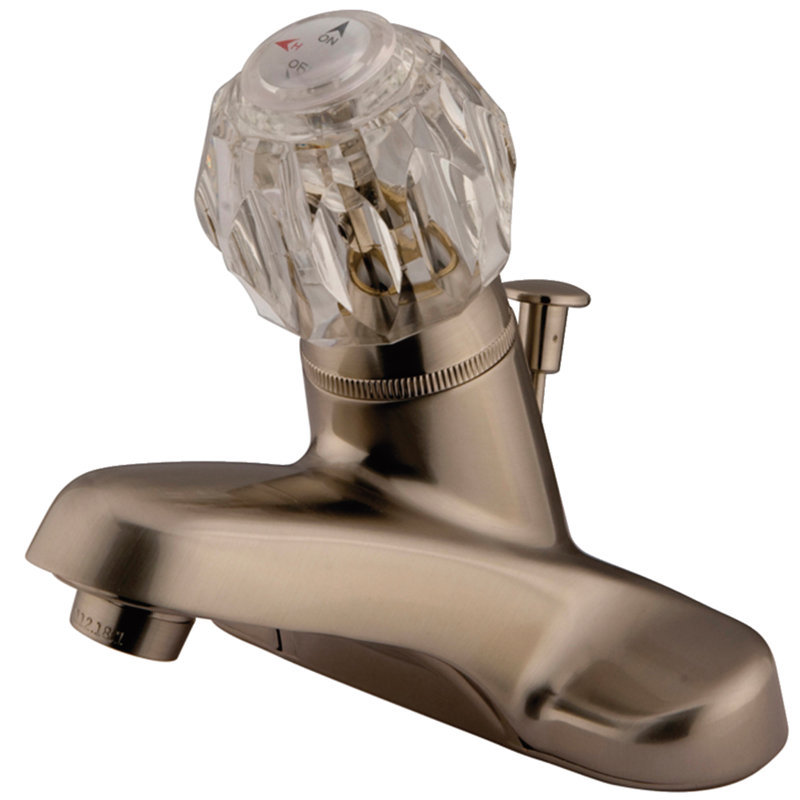 Kingston Brass Americana Single-Handle Deck Mount 4" Centerset Bathroom Faucet, Polished Chrome, With ABS Pop-Up Drain