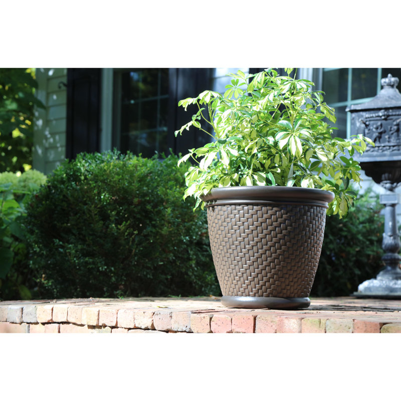 Pot à fleurs en résine Herringbone, Bronze, H 16 po x l 18 po x P 18 po