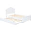 Lit simple en bois blanc avec tête de lit et lit gigogne portatif