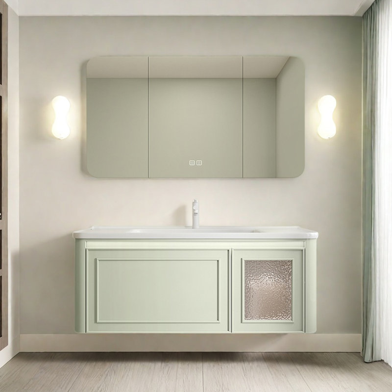 Simple cream style light luxury bathroom cabinet