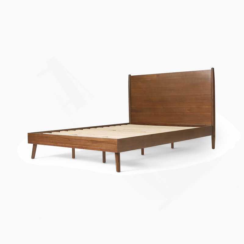 Solid Wood Platform Bed (BED), King, Brown