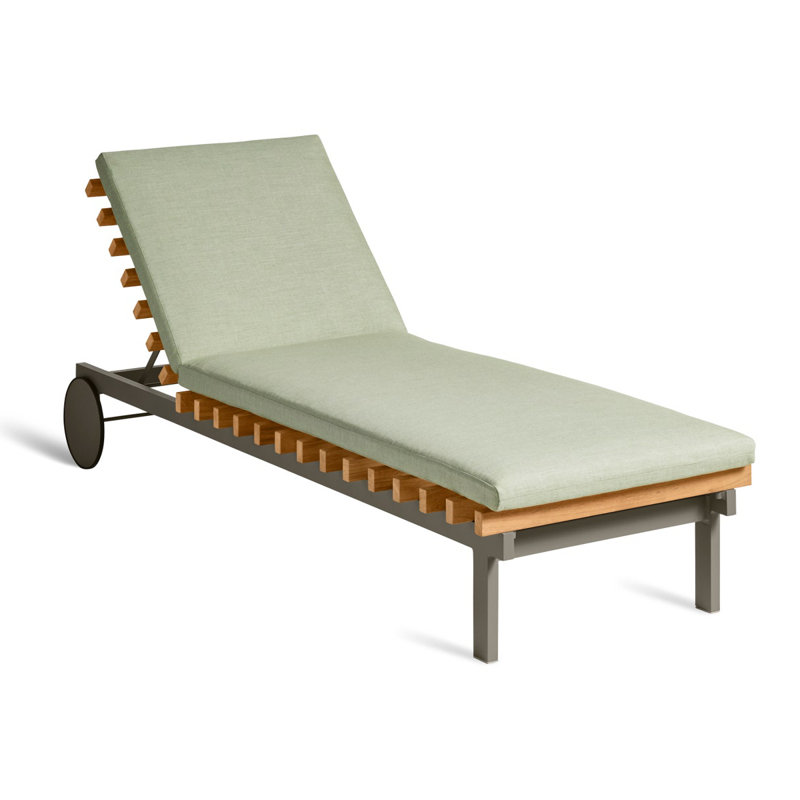 Perch Outdoor Teak Chaise Lounge, Toohey Charcoal, Charcoal