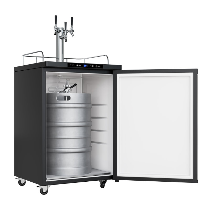 EdgeStar 5.6 Cubic Feet Triple Tap Freestanding Kegerator with Adjustable Temperature, Stainless Steel