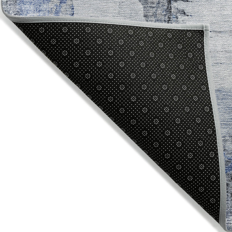 Tapis extérieur lavable abstrait bleu marine et ivoire 3 pi x 5 pi
