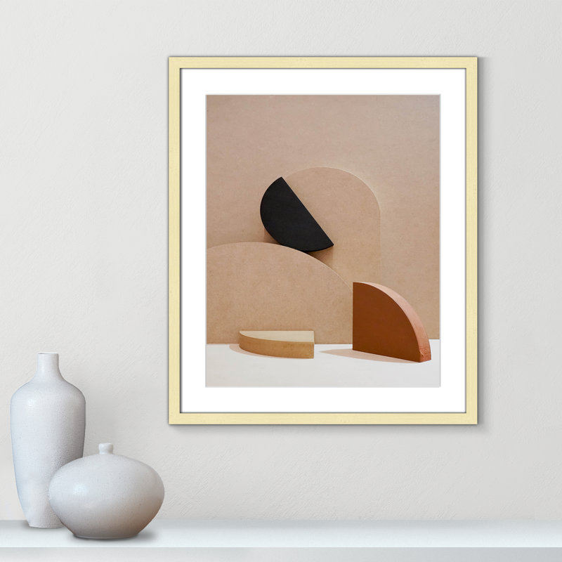 Neutral Harmony dévoilé par Casa Fine Arts, H 25,5 po x l 21,5 po, Cadre or en forme de boîte or, Blanc