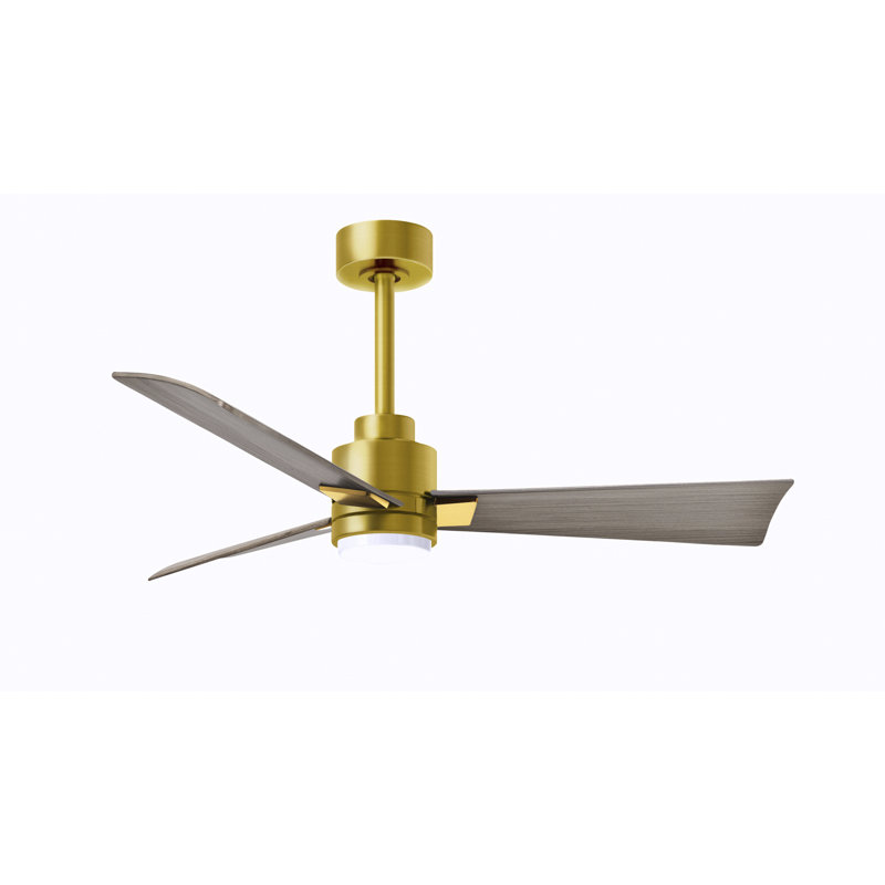 Ventilateur de plafond Alessandra, Laiton brossé, 42", Ton bois de frêne gris