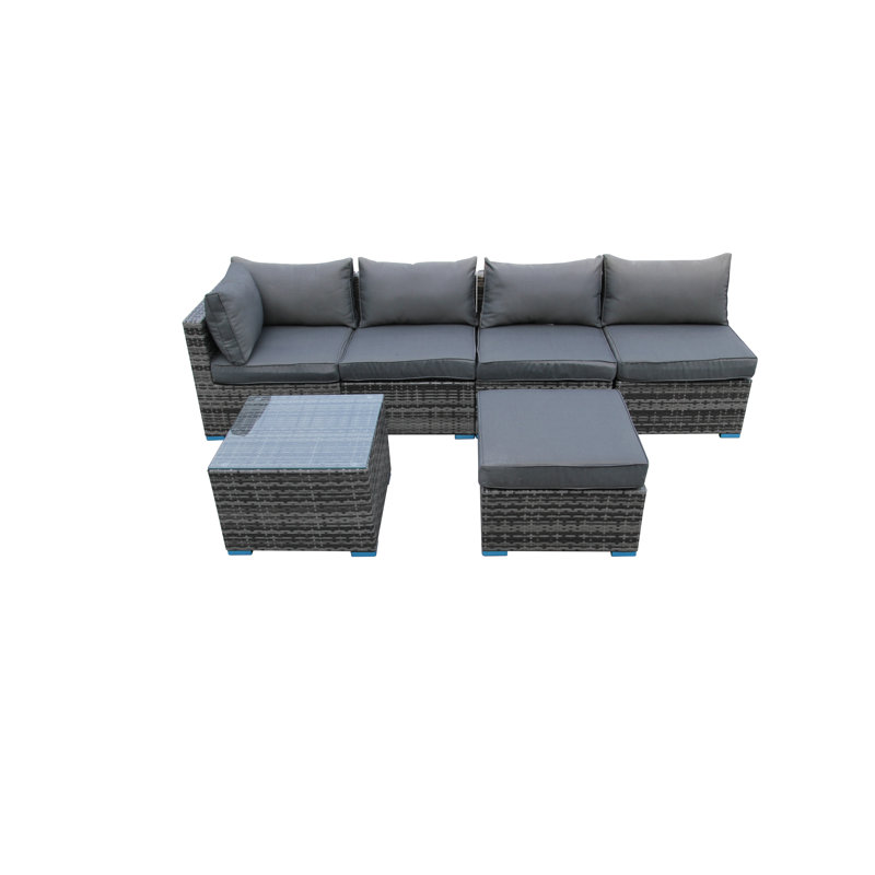 Gutta 5 Seater Rattan Sofa Set, Grey