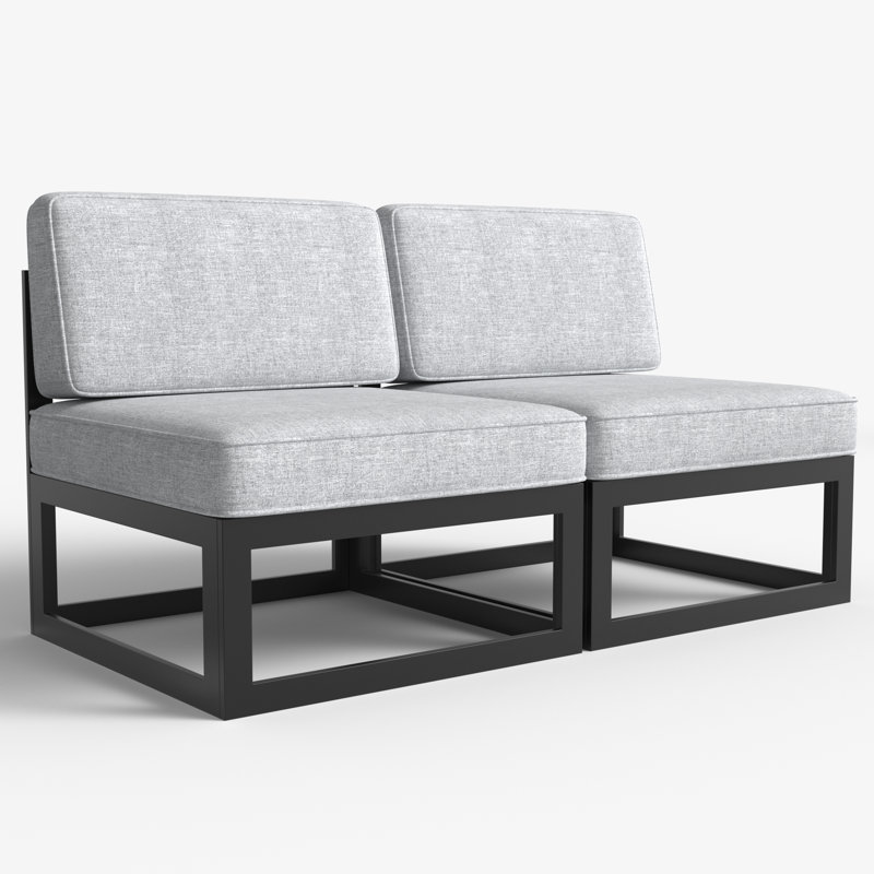 Ensemble de 2 chaises modulaires d'extérieur Layinsun, Gris clair, Noir