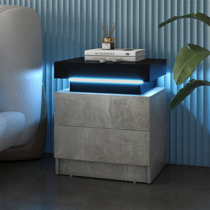 35cm W Manufactured Wood Bedside Table, Gray