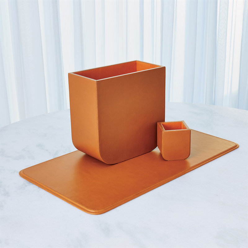 Radius Edge Leather Pencil Cup, Orange