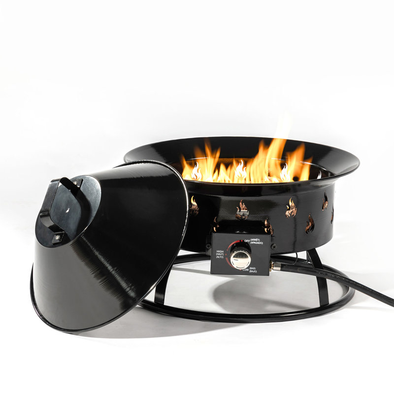 Varien 19" W Portable Gas Camping Fire Pit with Cover lid as handle