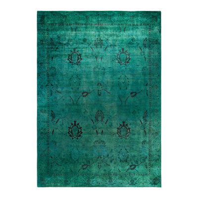 Overyed One-of-a-Kind Rectangle 9'10" X 13'10" New Age Wool Area Rug Green/Black