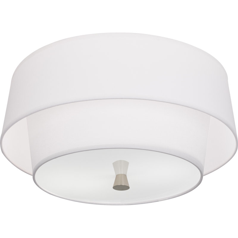 Decker 2 - Light 17" Flush Mount, Polished Nickel,  Ascot White