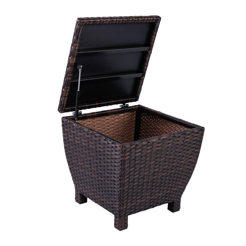 Boîte de rangement d'extérieur en osier brun 13 gallons Aura, Brun
