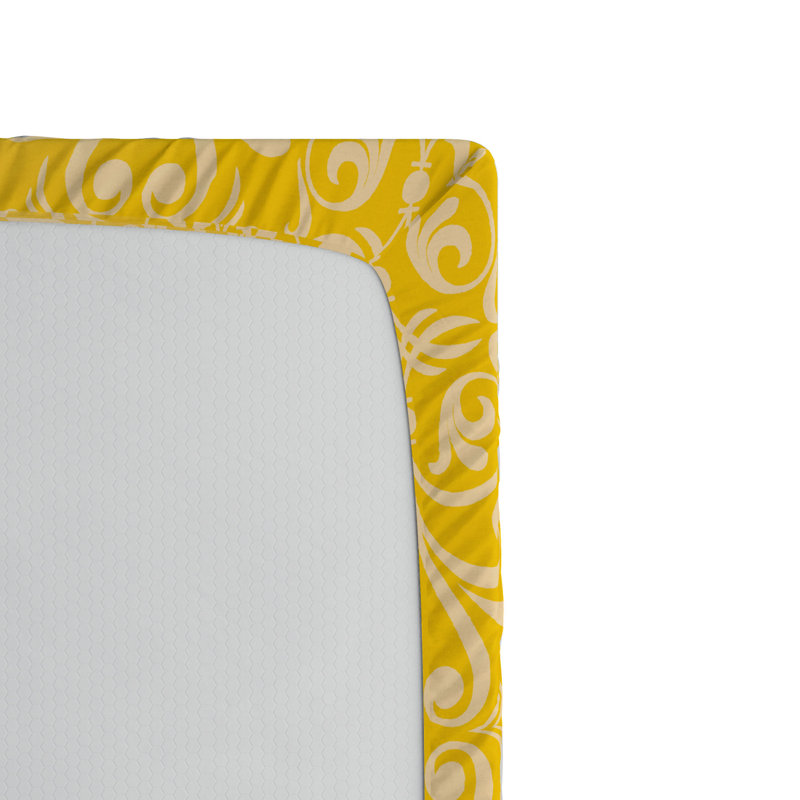 Microfiber Fitted Sheet, Twin XL Fitted Sheet, Damask, Yellow
