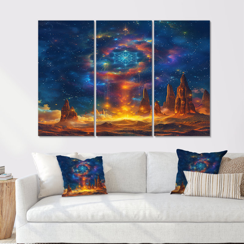 Ensemble de salon art mural Magic Crystal, H 28 po x l 36 po x P 1 po, Toile tendue